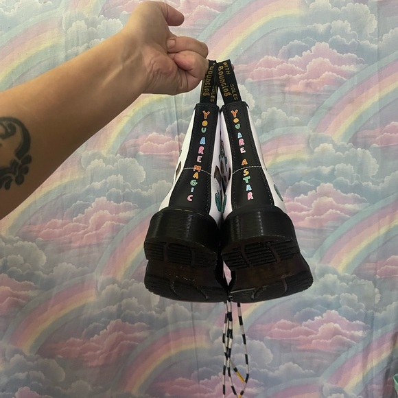 You Are A Star Wednesday Holmes Pride black and white 1460 unisex boots - Picture 7 of 11